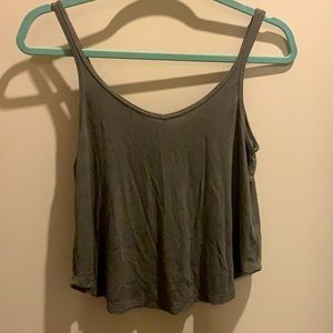 Garage size small army green flowy cropped tank.